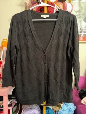 New York and Company Black Argyle Cardigan